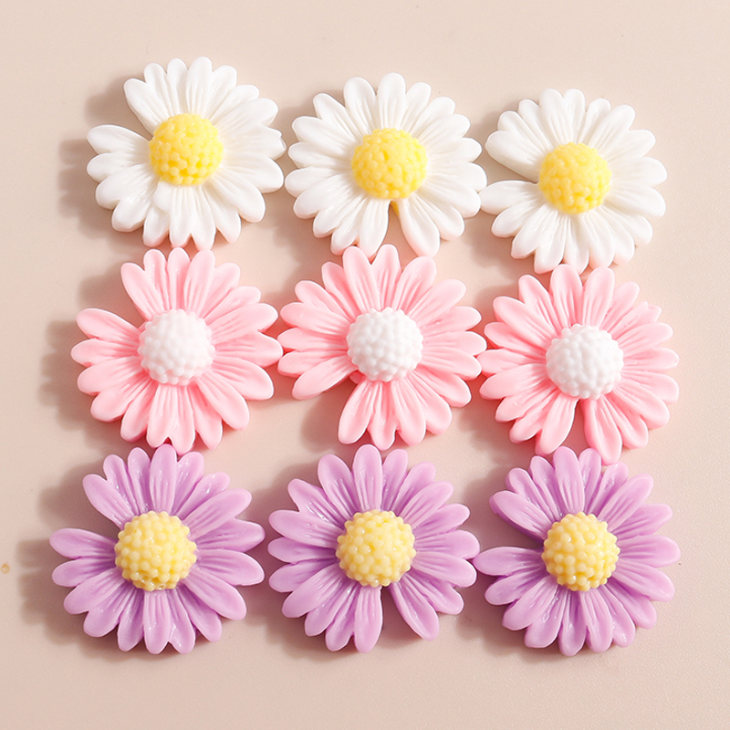Flower Preservation Resin - 10pcs 20*20mm Kawaii Daisy Flower Charms