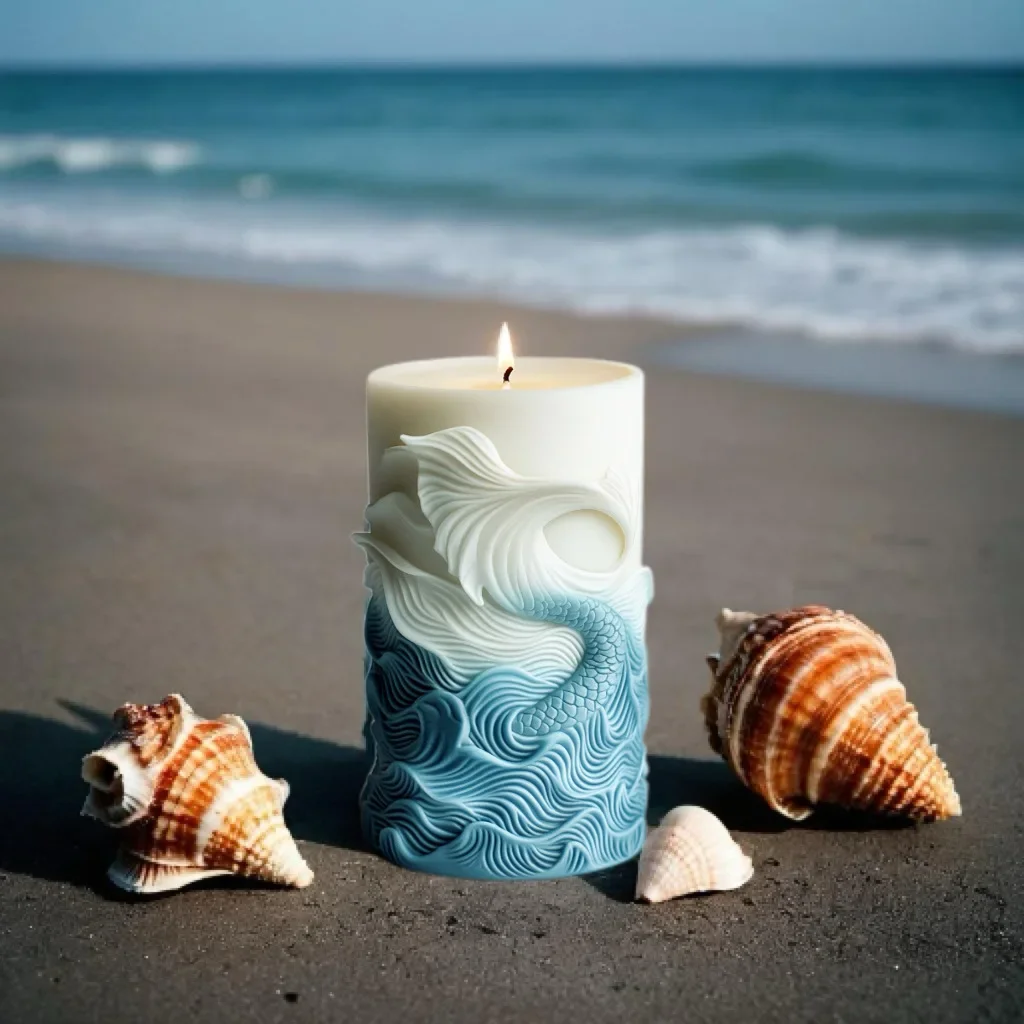 Resin Ocean Wave Mold - DIY ocean wave foam cylindrical candle