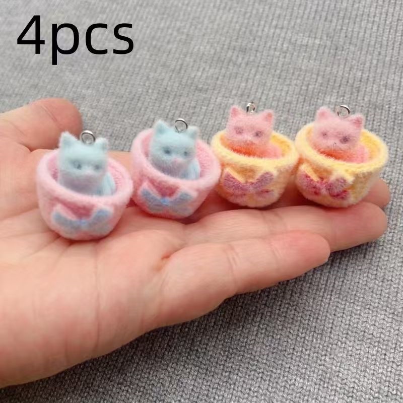 4pcs 3D plush resin cat pendan - Resin Craft Projects ulasan dan harga