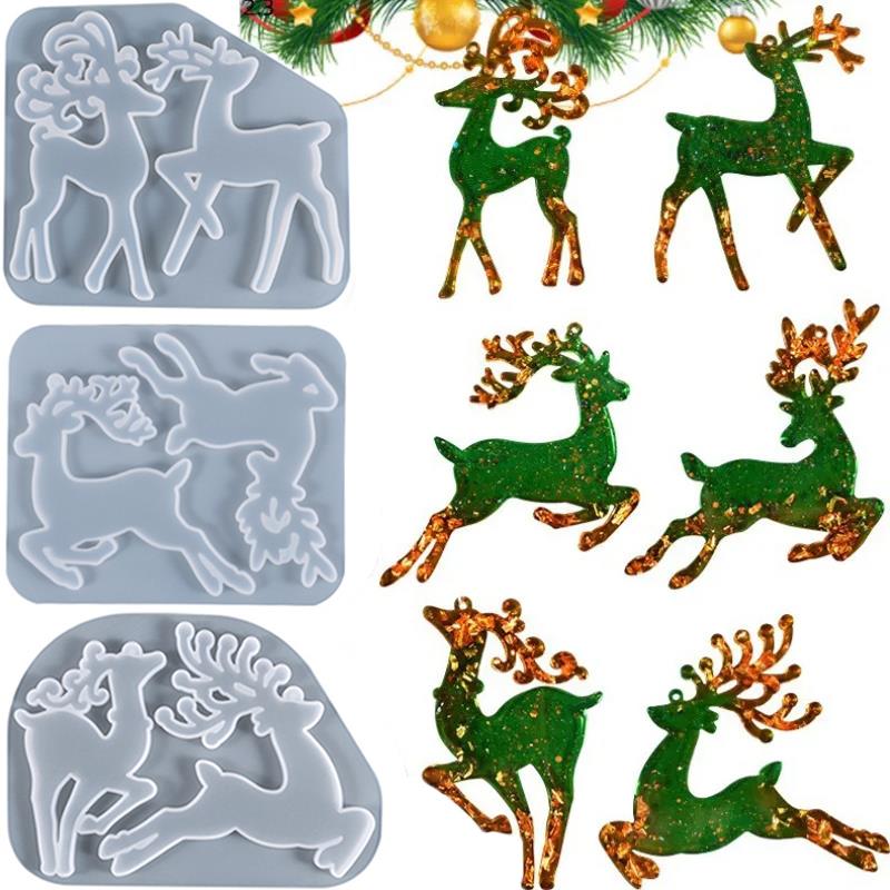 Christmas Elk Epoxy Resin Mold - Gold Foil Flakes ulasan dan harga