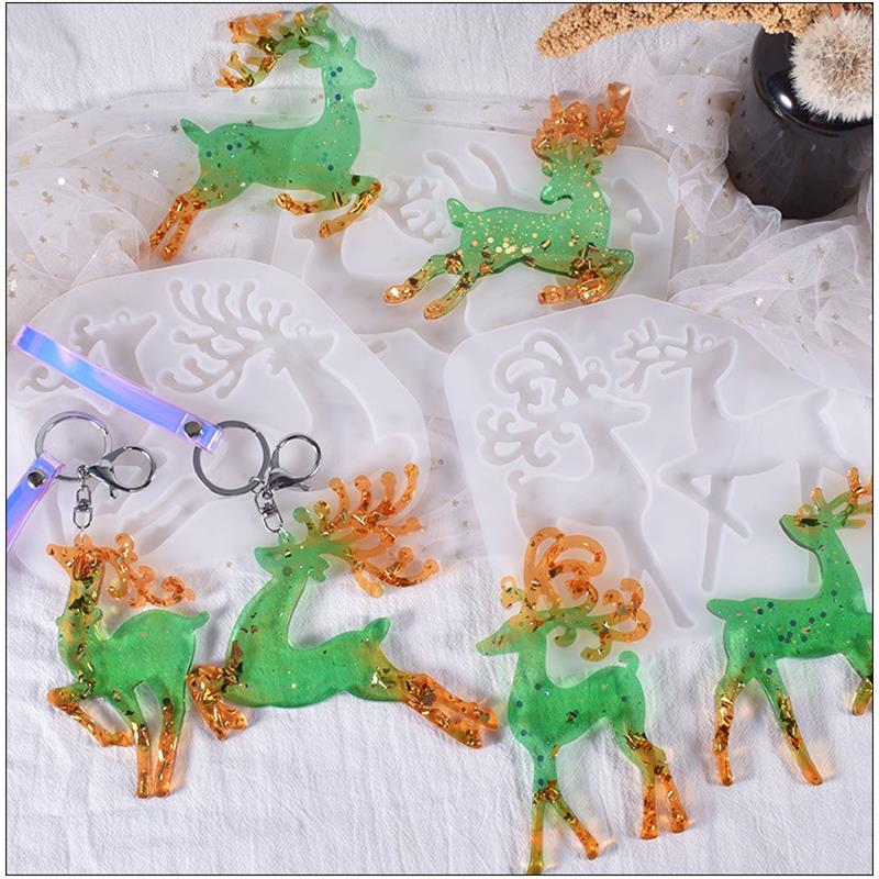 Christmas Elk Epoxy Resin Mold - Gold Foil Flakes ulasan dan harga
