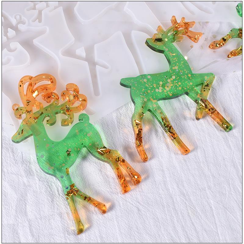 Christmas Elk Epoxy Resin Mold - Gold Foil Flakes ulasan dan harga