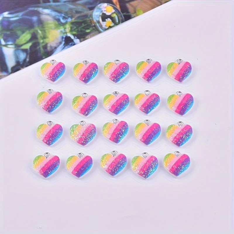 10Pcs Colorful Heart Resin Cha - Resin Craft Projects ulasan dan harga