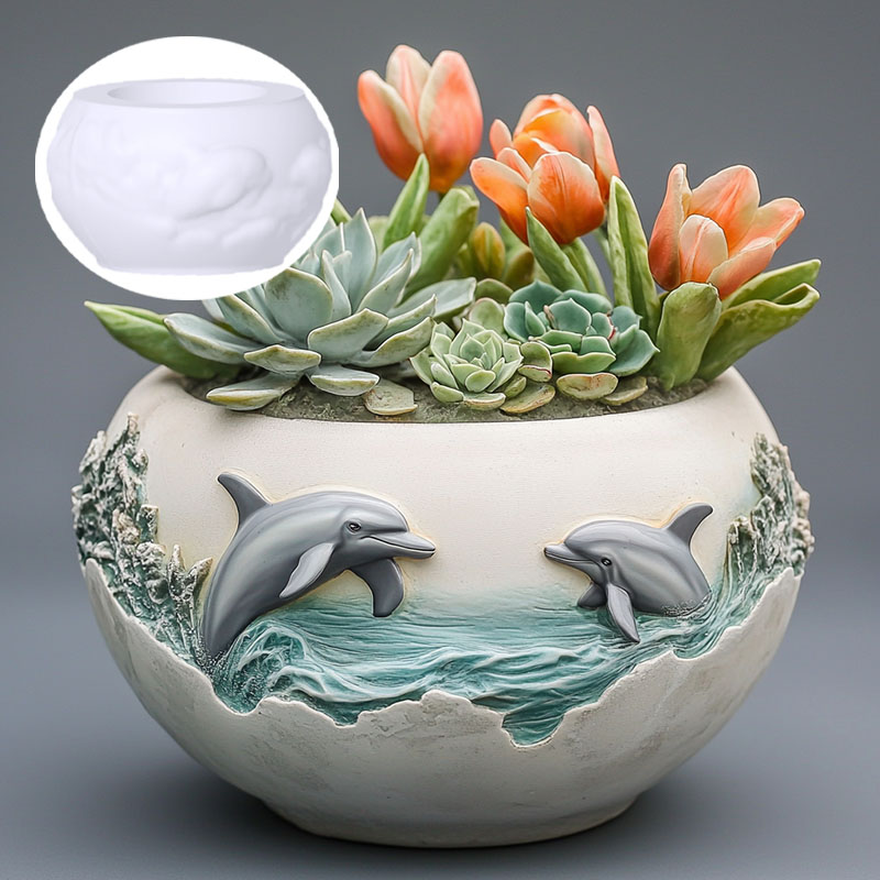 Couple dolphin relief succulen - Resin Ocean Wave Mold ulasan dan harga