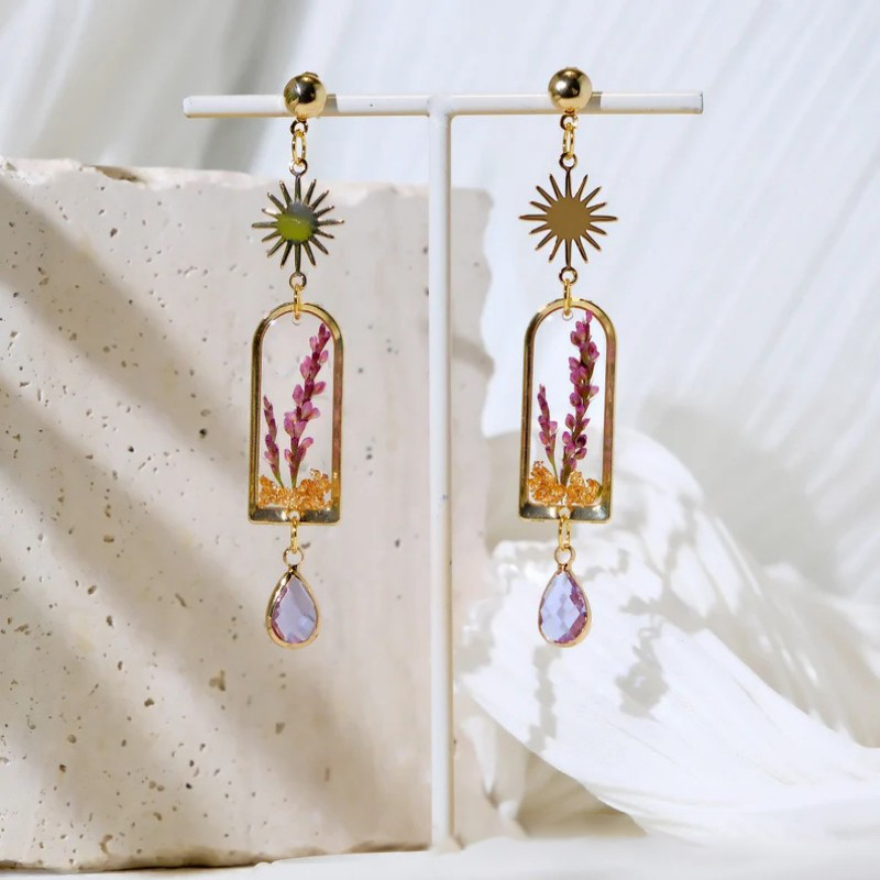 Unique Purple Lavender Earring - Dried Flower Bulk ulasan dan harga